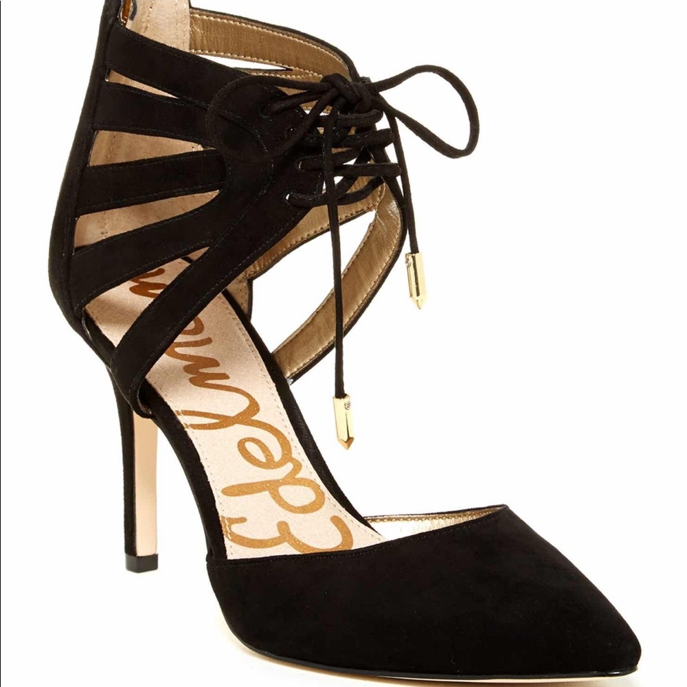 Sam Edelman Lattice zip up suede heels